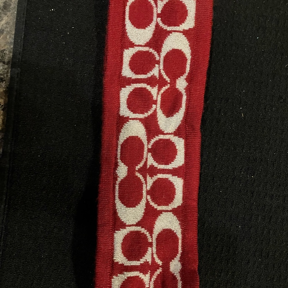 Coach Red and White Signature Scarf